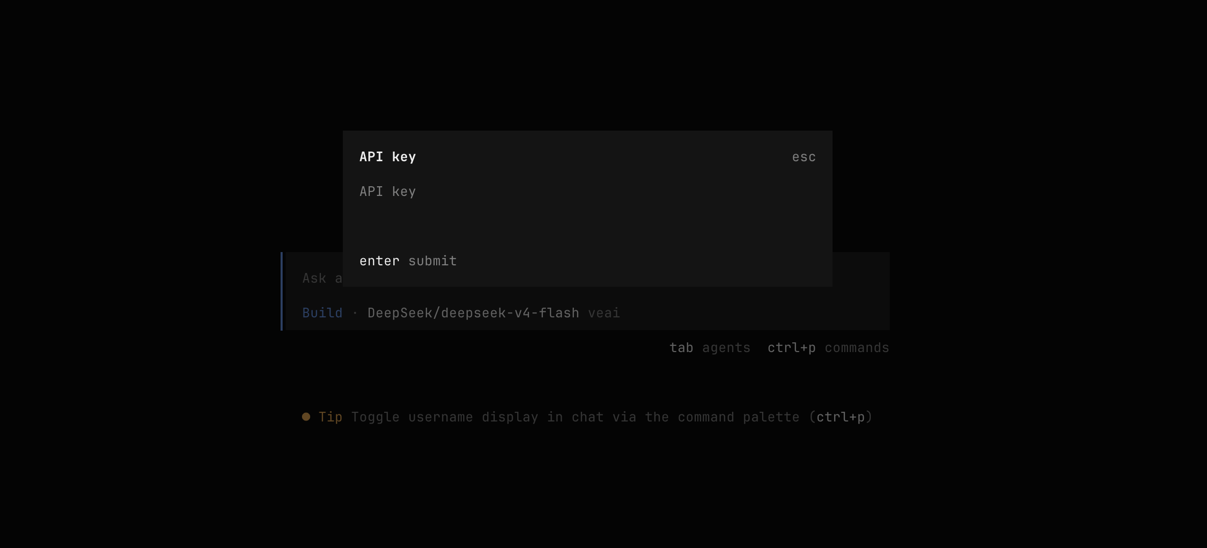 OpenCode: ввод API-ключа