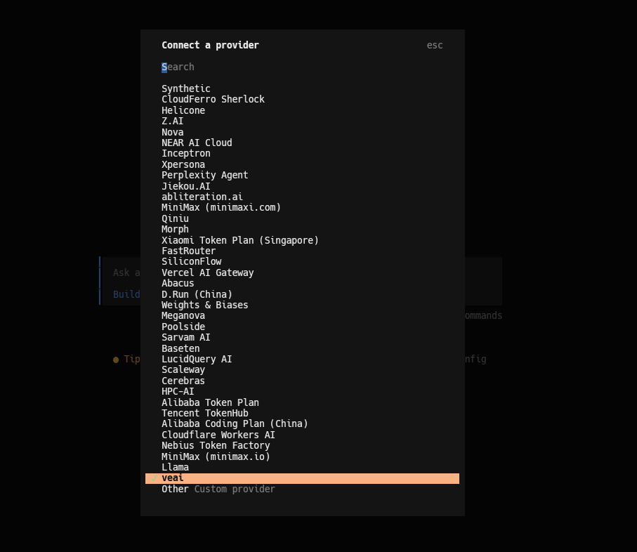 OpenCode choose veai