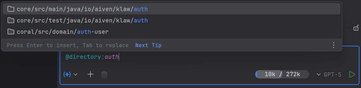 Прикрепление директорий к чату