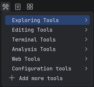 Категории инструментов в меню Tools